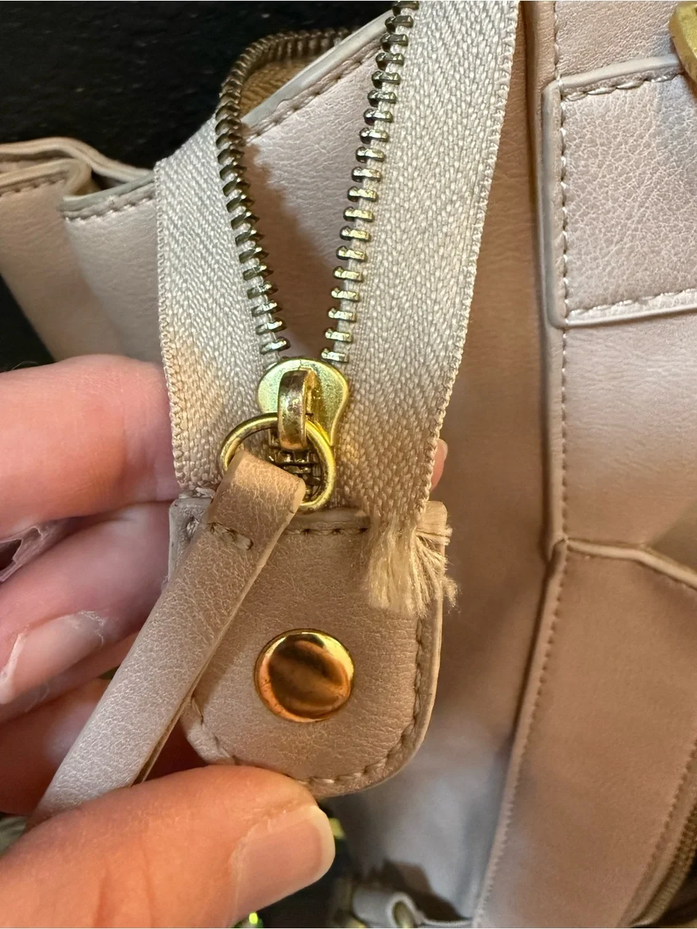 Fawn Design Beige Baby Bag Tote with Gold Hardware